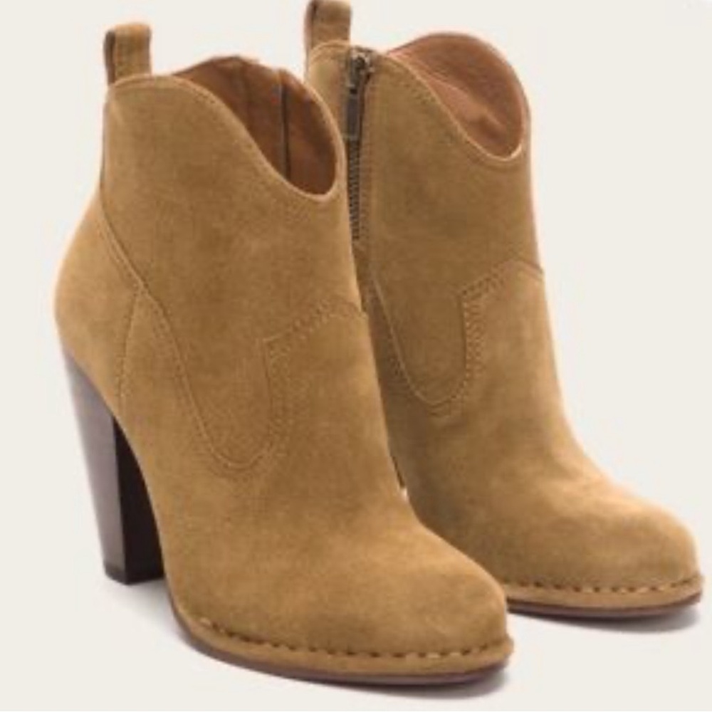 Frye Brown Suede Zip Ankle Boots